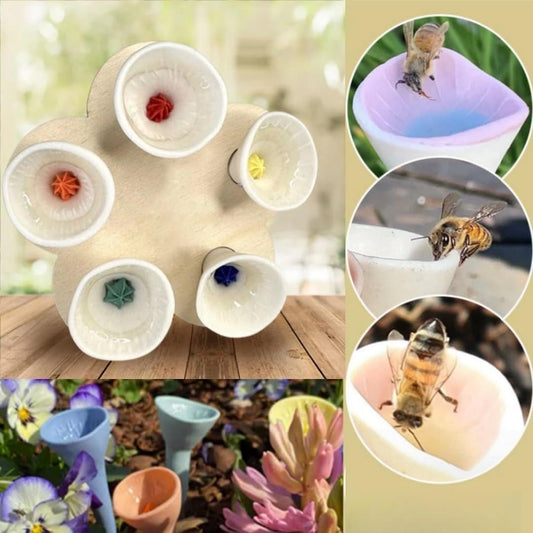 Resin Flower Bee Drinking Cup – Insect Water Feeder for Garden, Pollin