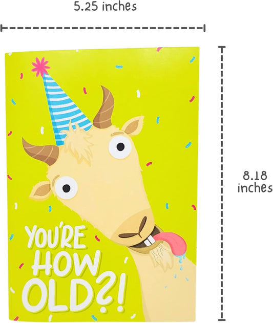 Good Egg Greetings Screaming Goat Birthday Card - Funny Birthday Card for Men Women Kids - Screaming Goat Meme Sound and Shaking Head Motion Bday Greeting Cards 5.25 x 8.18 Inch