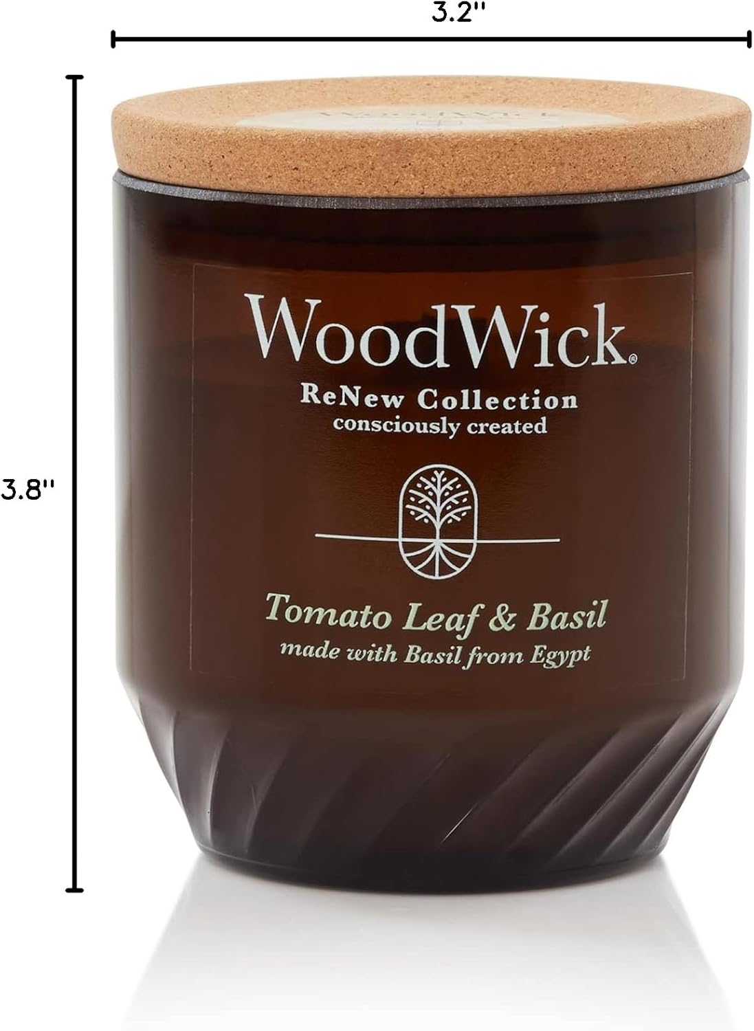 WoodWick Tomato Leaf & Basil Gifts for Women and Men, 6 oz. Renew Medium Candle with Crackling Wick
