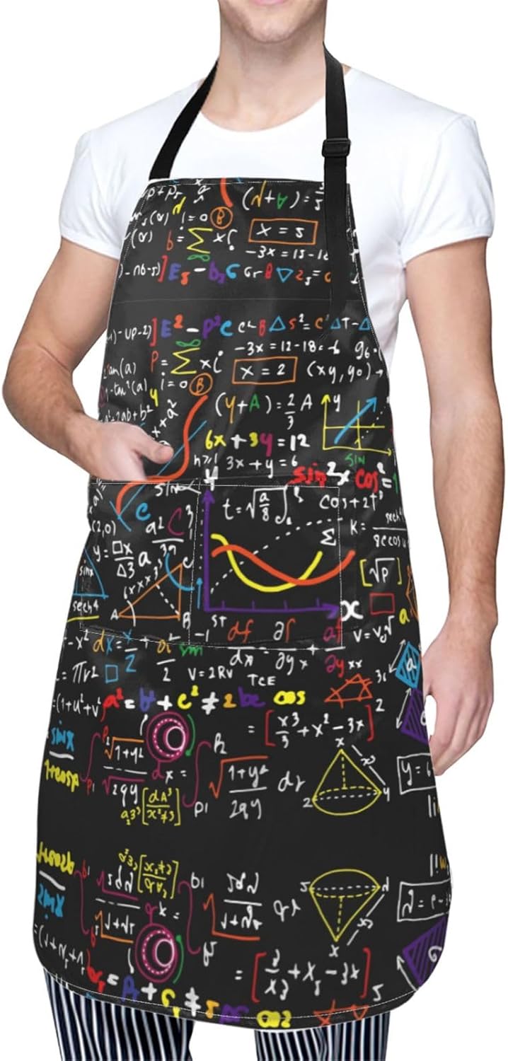Math Formula print Waterproof apron with pocket adjustable cooking apron for adult kitchen bibs to bake