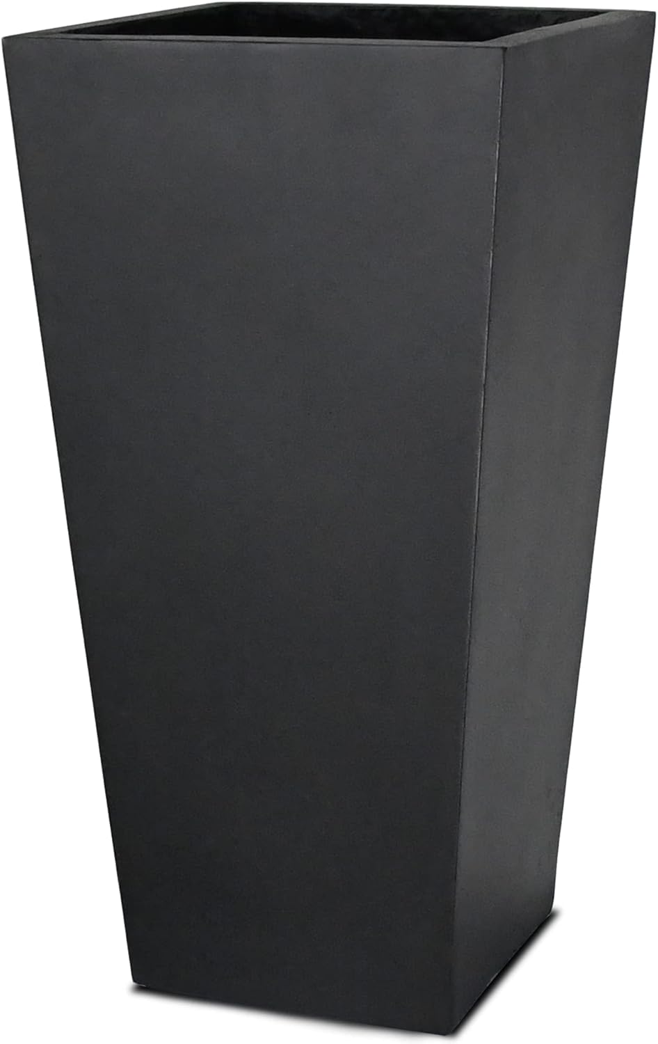 Kante 28" H Concrete Tall Tapered Planter, Large Outdoor Indoor Garden Plant Pot with Drainage Hole and Rubber Plug Home and Patio, Burnished Black Finish