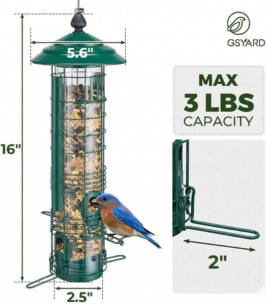 Kingsyard Squirrel Proof Bird Feeders for Outdoors with Weight-Activat