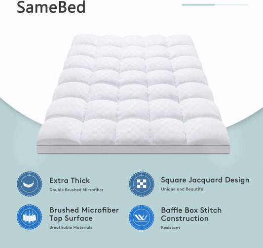 Mattress Topper Queen,Extra Thick Mattress Pad Cover for Back Pain,Coo