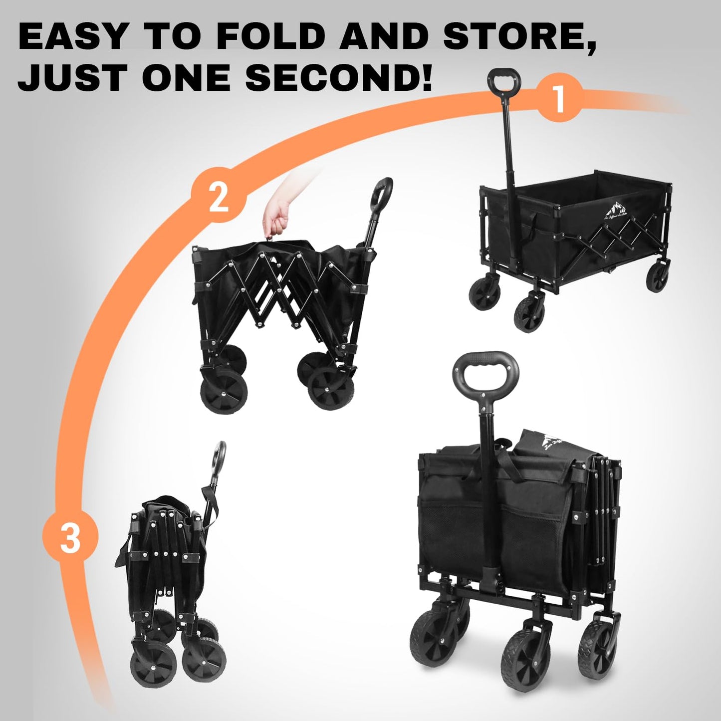 Collapsible Wagon 352LBS Capacity, Foldable Large Wagons Carts, Heavy
