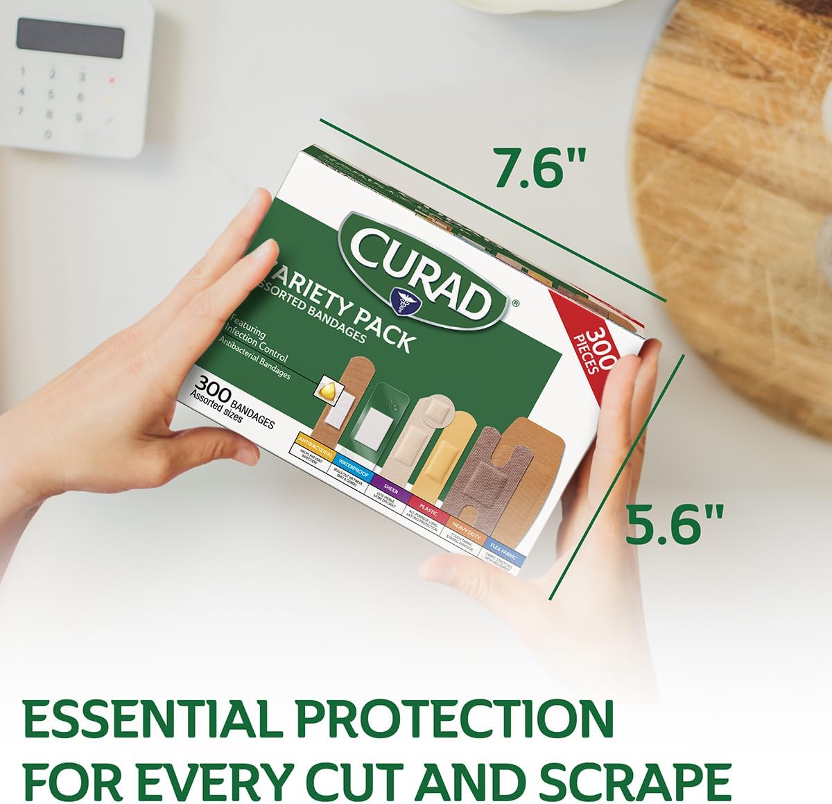 CURAD Assorted Bandages Variety Pack, 300 Count, 6 Styles Including An