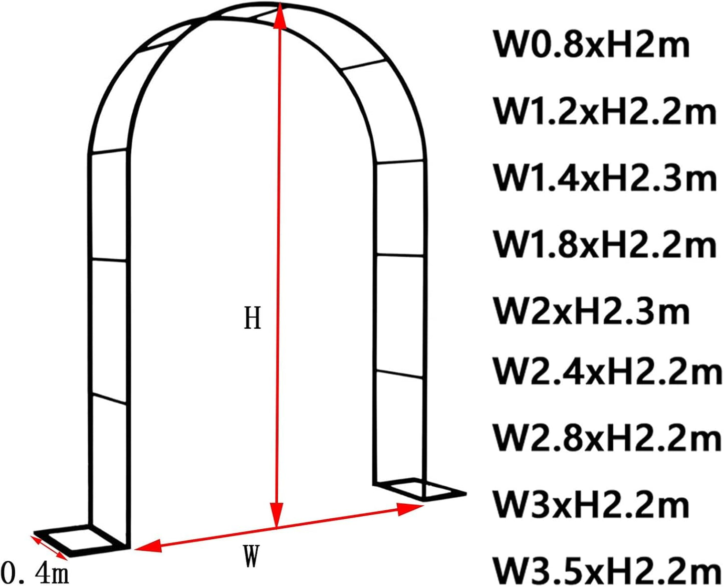Metal Garden Arch Trellis - Outdoor Patio Pergola for Rose Vines, Plants Support Frame, Decorative Arbor for Gardens, Weddings, Parties (White, 2.4x2.2x0.4m)