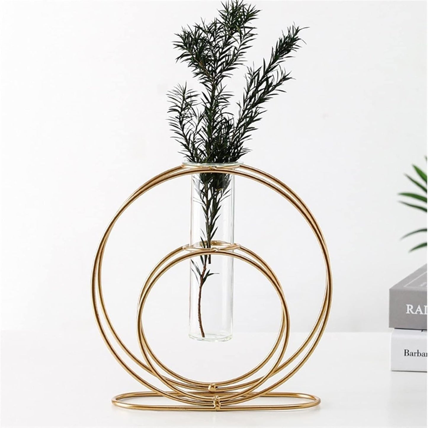 Golden Vase Kitchen Decoration Gift Glass Spreading Beautiful Office Decorations Iron Flower Stand Metal Plant Holder Bedroom Decoration