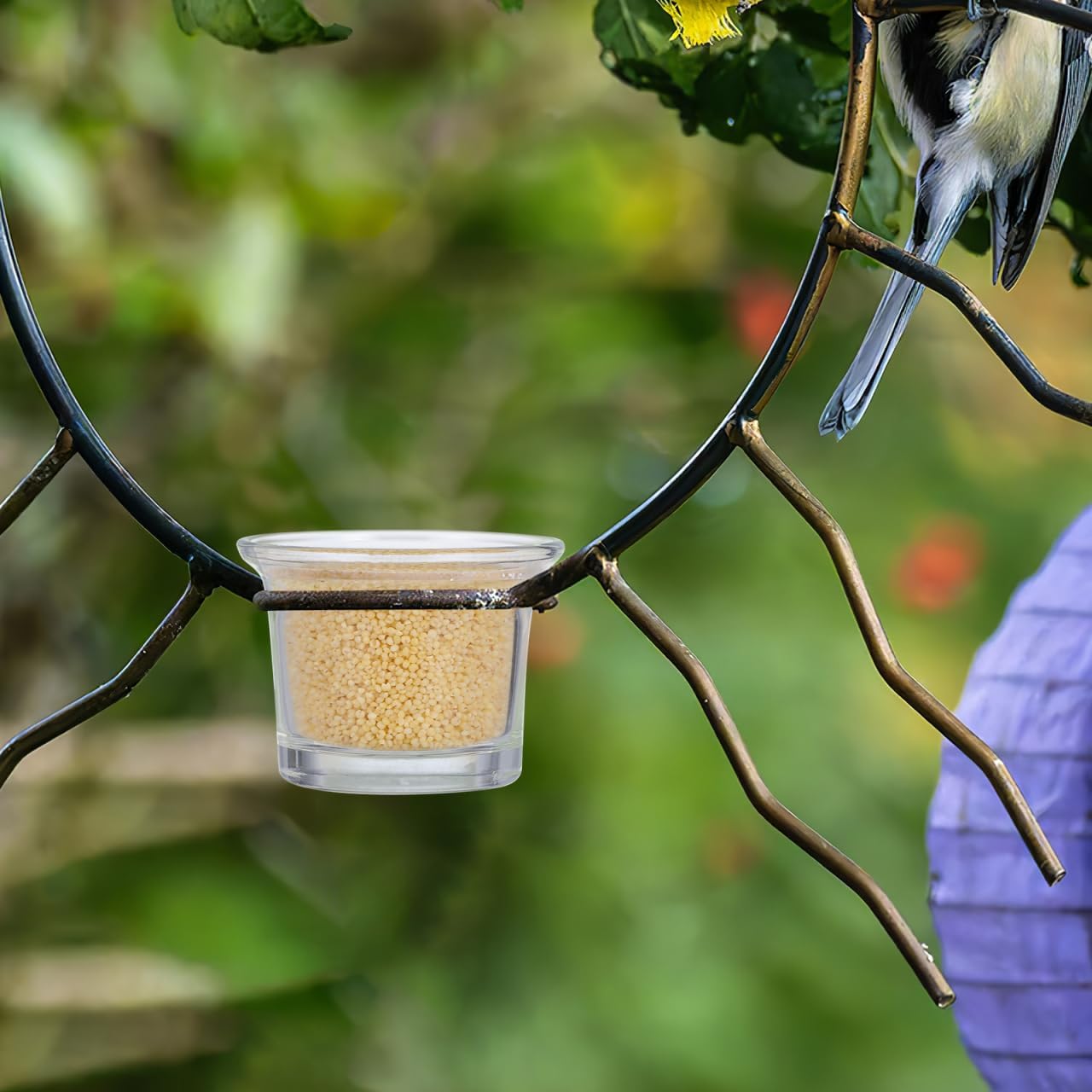 POPETPOP Hanging Bird Feeder Cup Metal Accessory for Outdoor Balcony Window Wild Birds Hummingbird Feeder Part Garden Decor