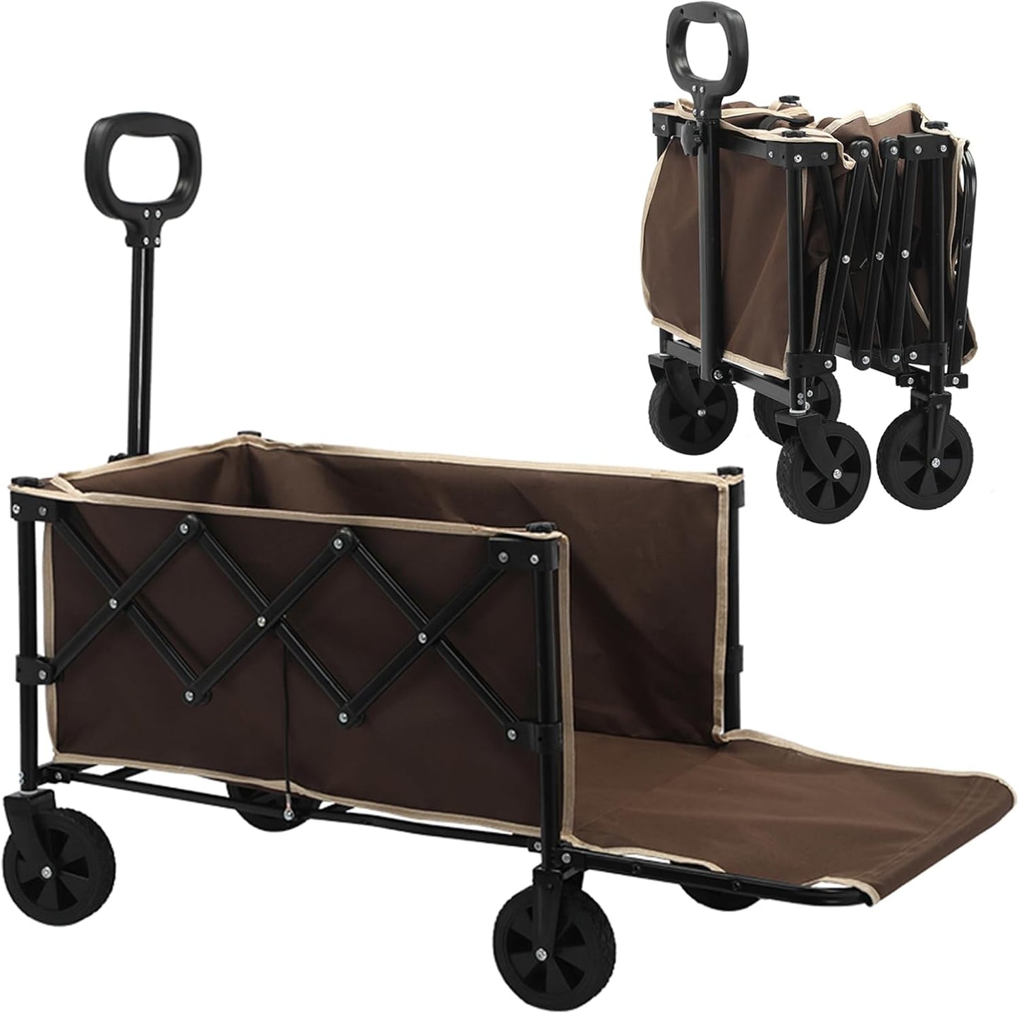 Foldable Wagon with Extended Tailgate,100L Collapsible Large Capacity Folding Wagon - Heavy Duty Utility Carts for Shopping,Garden,Sports,Groceries,Apartment,Camping,Outdoor