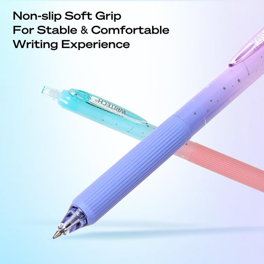 WRITECH Gel Pens Fine Point: Nebula Pen Set 0.7mm Black Ink Retractabl