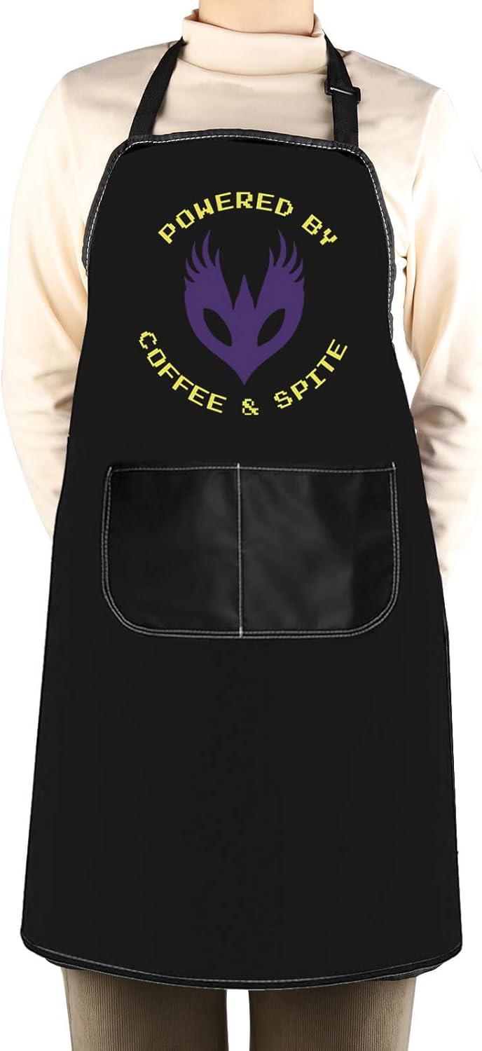 WCGXKO Powered by Coffee & Spite Kitchen Apron Dragon Video Game Gift for Dragon Lovers