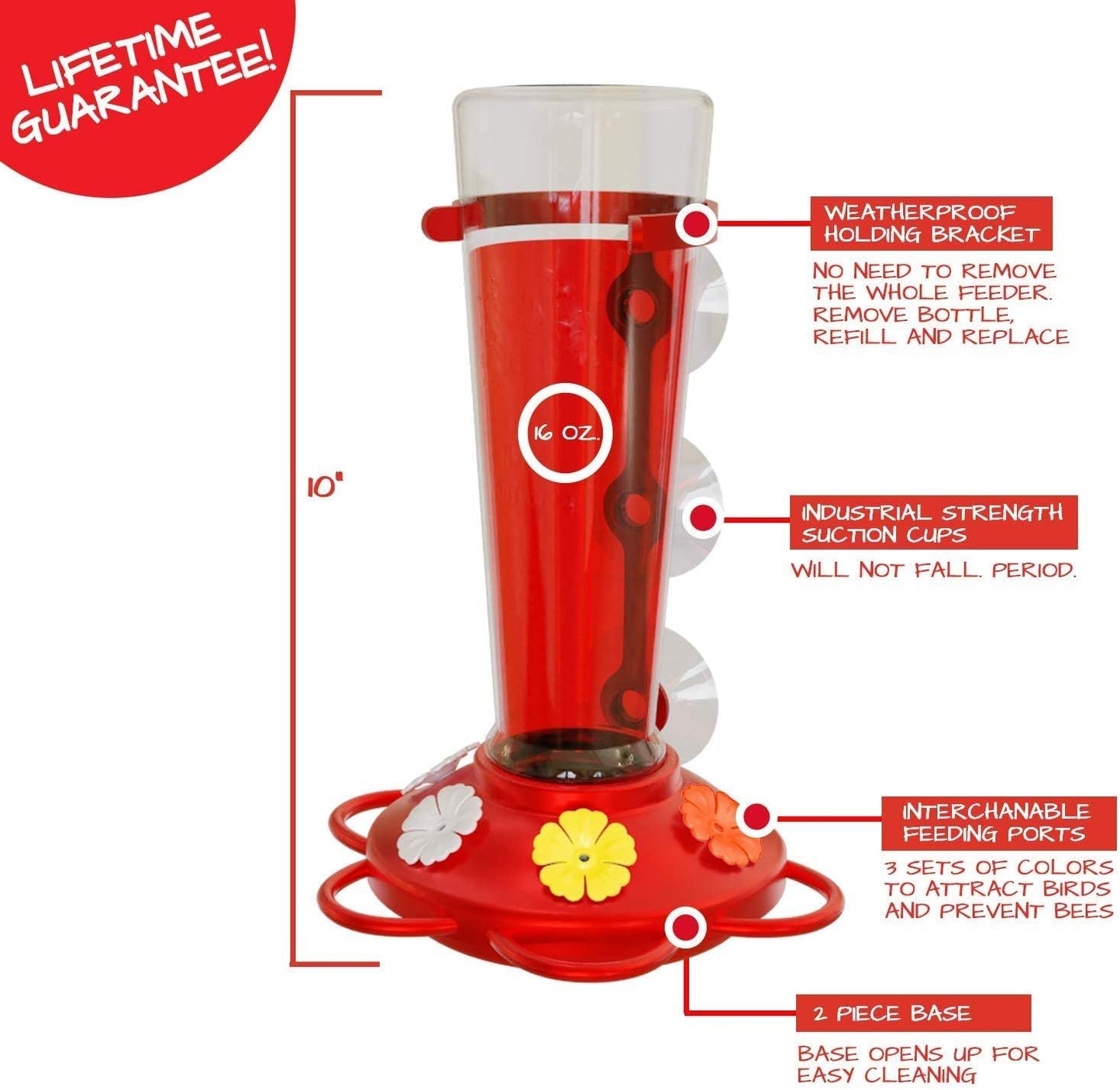 Large Leak Proof Window Hummingbird Feeders for Outdoors Hanging - Wasp and Bee Proof - Window Hummingbird Feeder for Outdoor - Window Mount