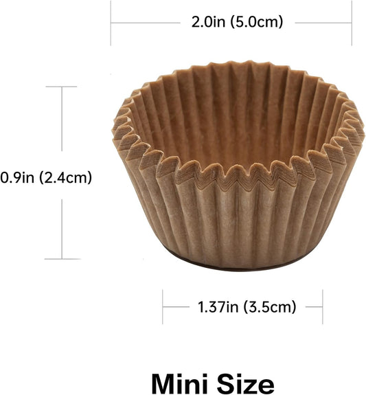 Non-Stick 400pcs Mini Cupcake Liners for Baking, Natural parchment muffin liners for Mini Muffin Pan, Cupcake Pan, Food Grade, Non Stick, Greaseproof
