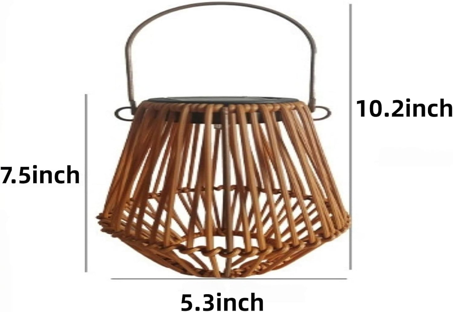 Solar Garden Lantern, Woven Rattan Wicker Outdoor Hanging Light, Chinese Retro Style Decorative Lantern for Balcony, Solar Powered Night Light (Beige (5.3in * 5.3in * 10.2in))