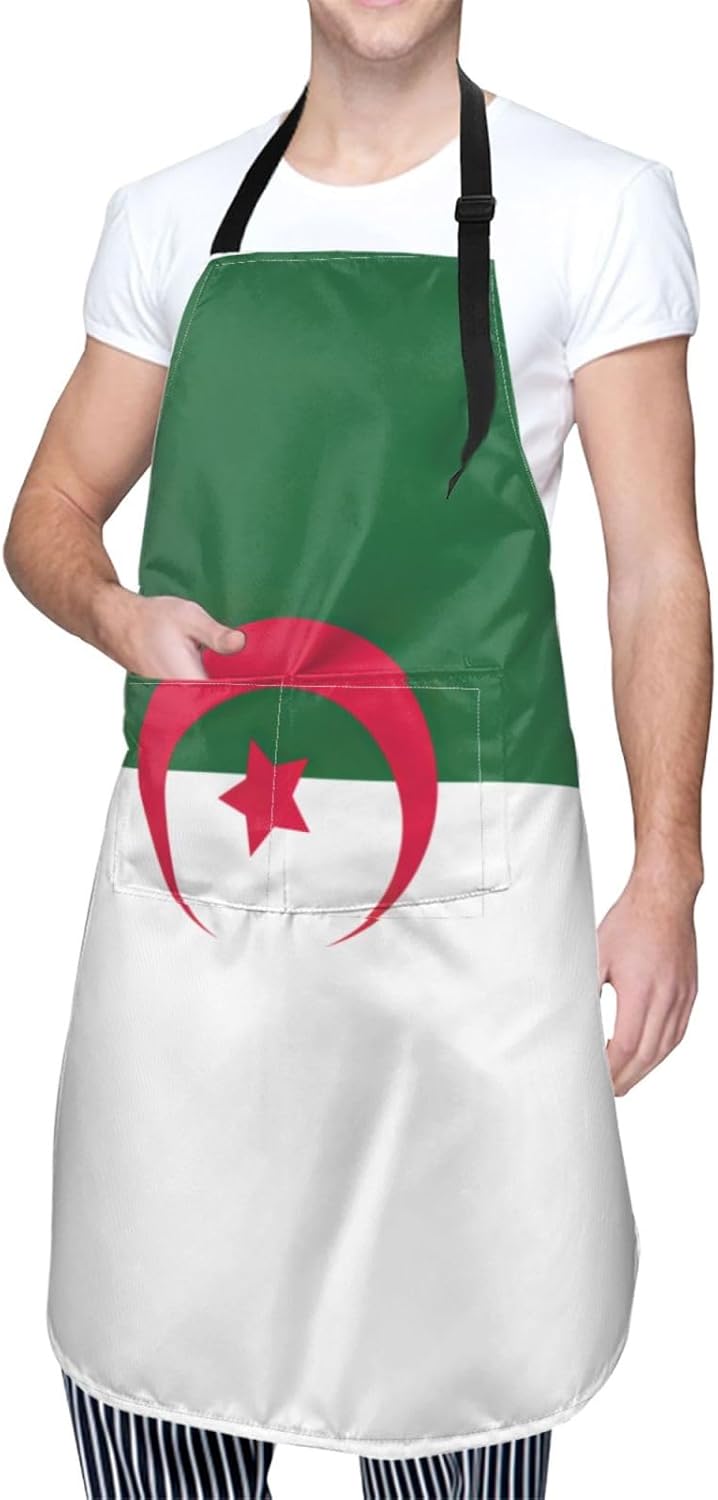 Flag of Algeria Print Laundry apron 28x33 In Waterproof Kitchen Apron with Pockets for Cooking Baking