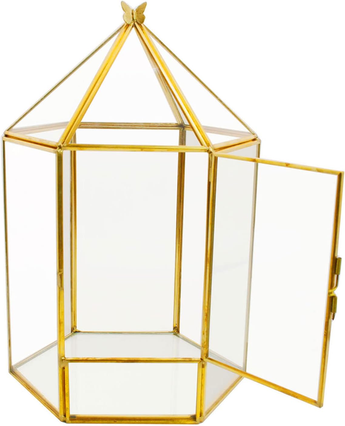 ELEGANTLIFE Glass Geometric Plant Terrarium,Succulent & Air Planter for Home Garden Office Decoration,No Plants(Gold Hexagonal)