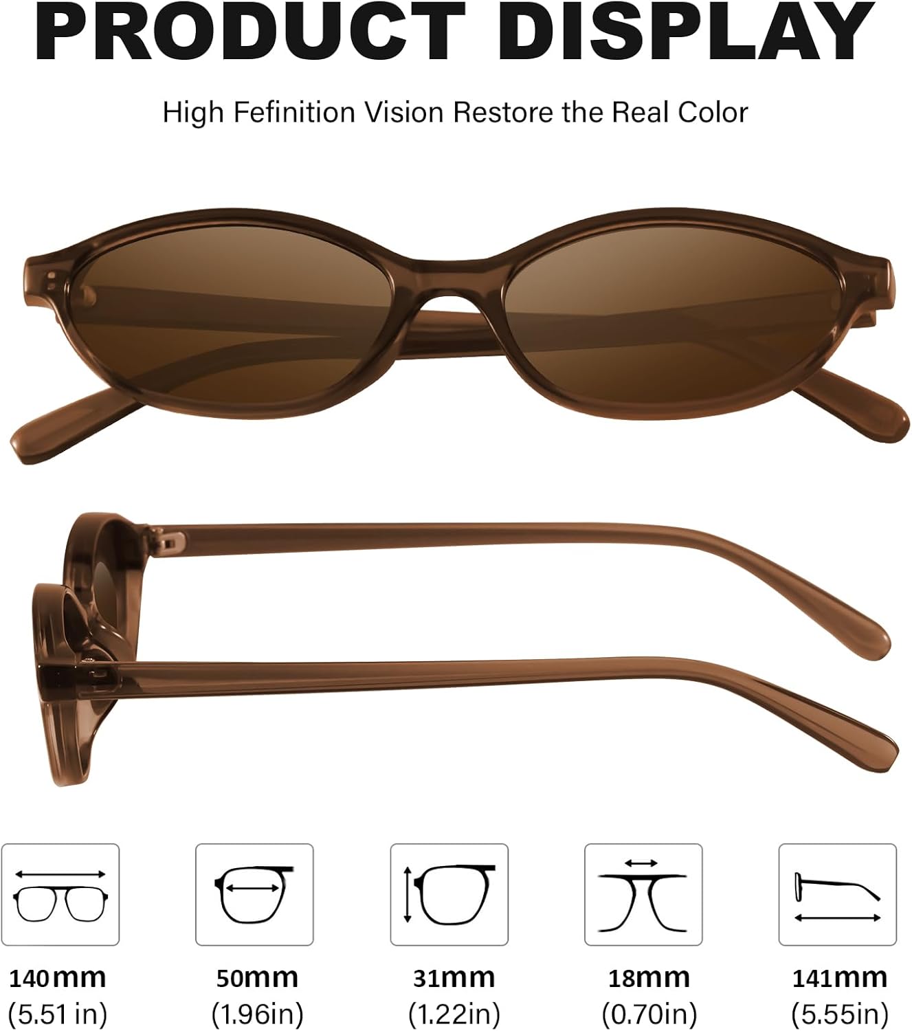 Retro Oval Cat Eye Sunglasses for Women Y2k Designer Trendy Narrow Sha