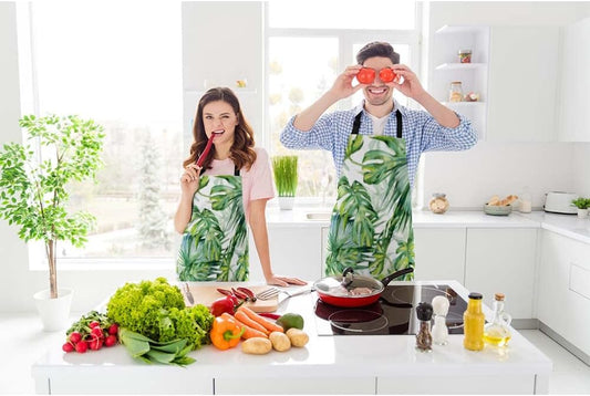 Tropical Palm Leaves Kitchen Bib Apron Beach Dense Jungle Foliage Flor