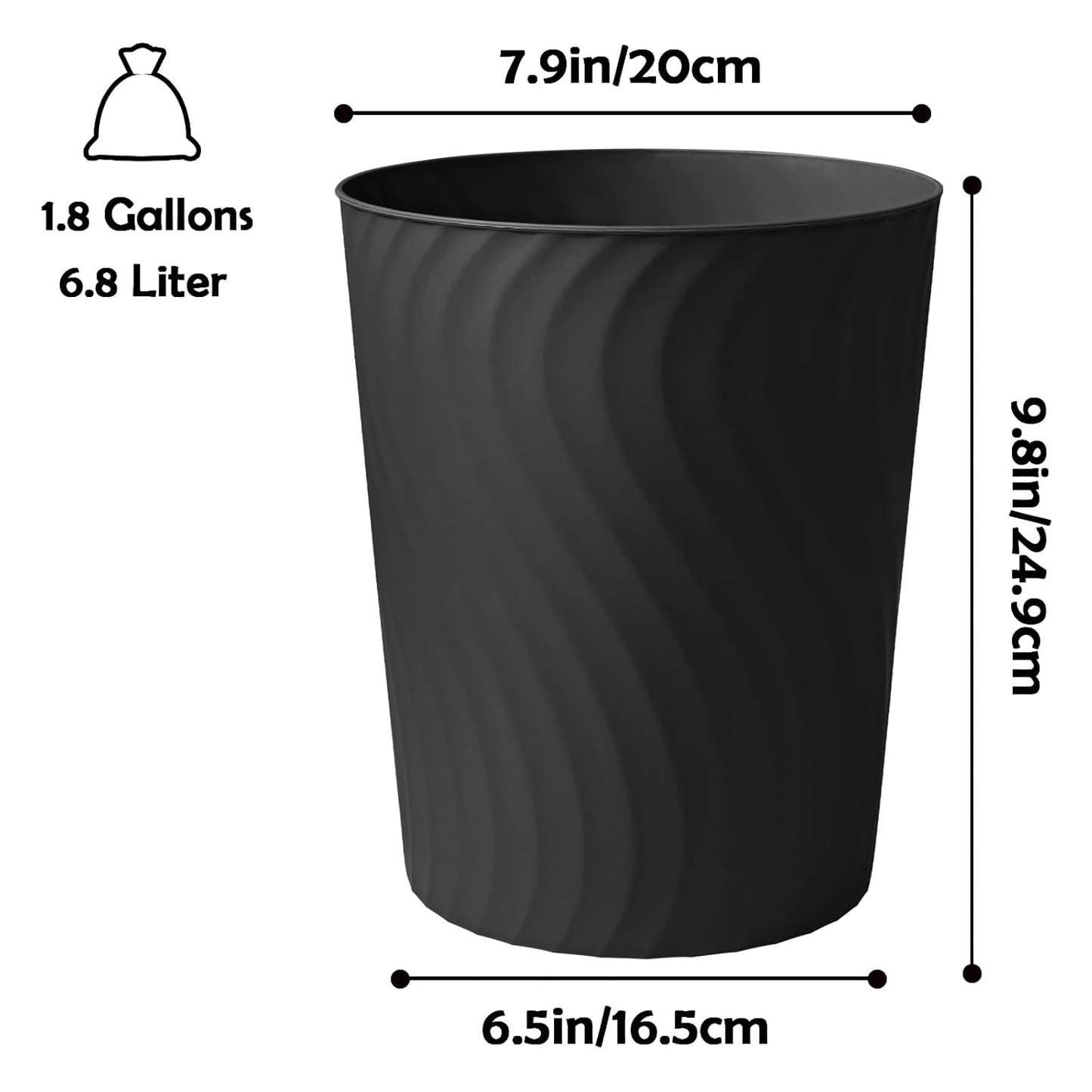 YGJT Small Trash Can, 3 Pack 1.8 Gallons Bathroom Trash Can, Slim Wast