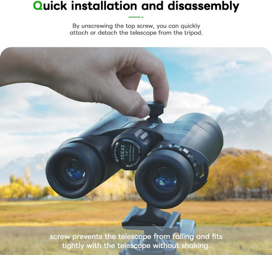 FANAUE S2-01 Binocular Tripod Adapter with 1/4-20" Thread Compatible with Porro Binoculars and Arca Ball Heads, Universal Quick Release for Bird Watching, Hunting, Astronomy, Animal Observation Ect.