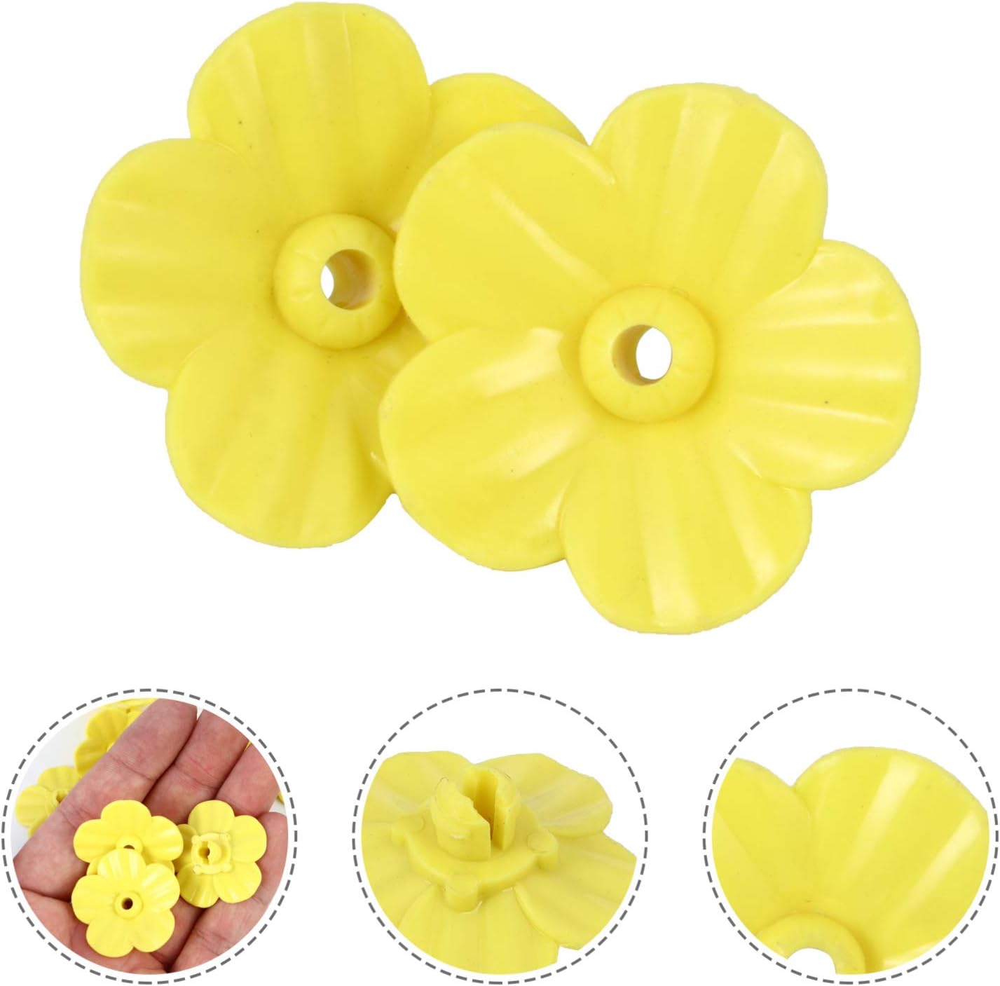 DOITOOL 12pcs Hummingbird Feeder Replacement Flowers Slices Window Bird Feeders Flower Ports Water Feeder Bottle Flower Head Feeder Decor for DIY Craft Yellow