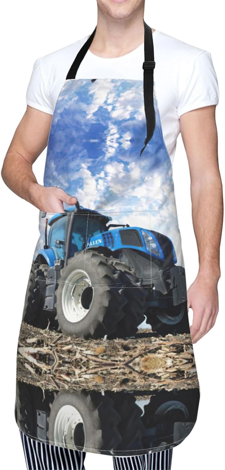 Farm Tractor Print 28 x 33in Waterproof Apron with Pockets Fashionable Versatile Smock for Baking