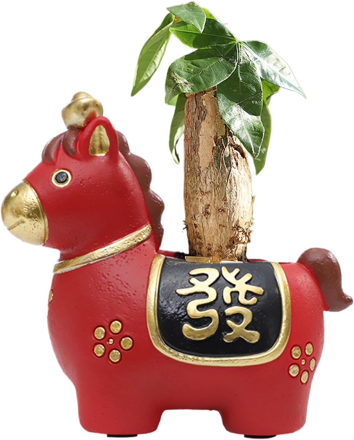 Greenery Potted Plants, 12.5x7.3x10.9cm Resin Horse Figurine Compact Planter with Planting Space Decorative Pot for Home, Office, Desk, Gift