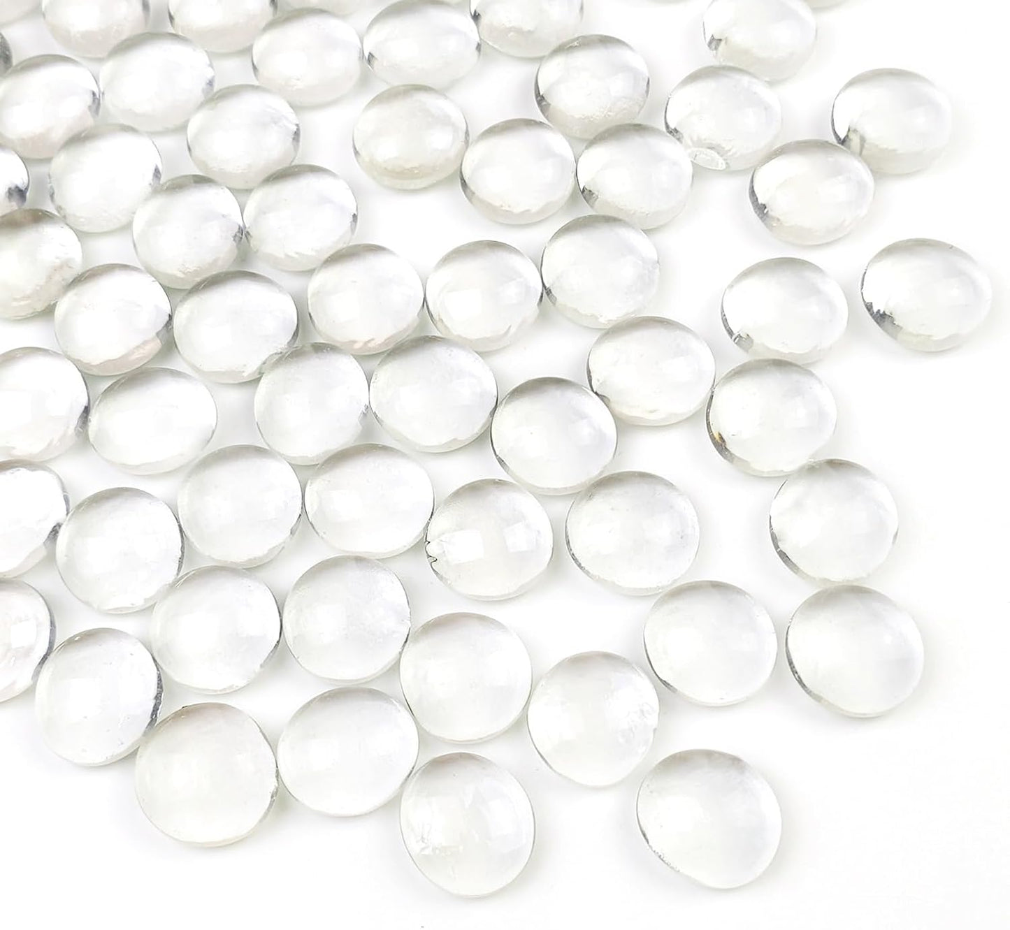 1lb Clear Glass Beads for Vases, 100 Pcs Glass Pebbles, Clear Flat Gla