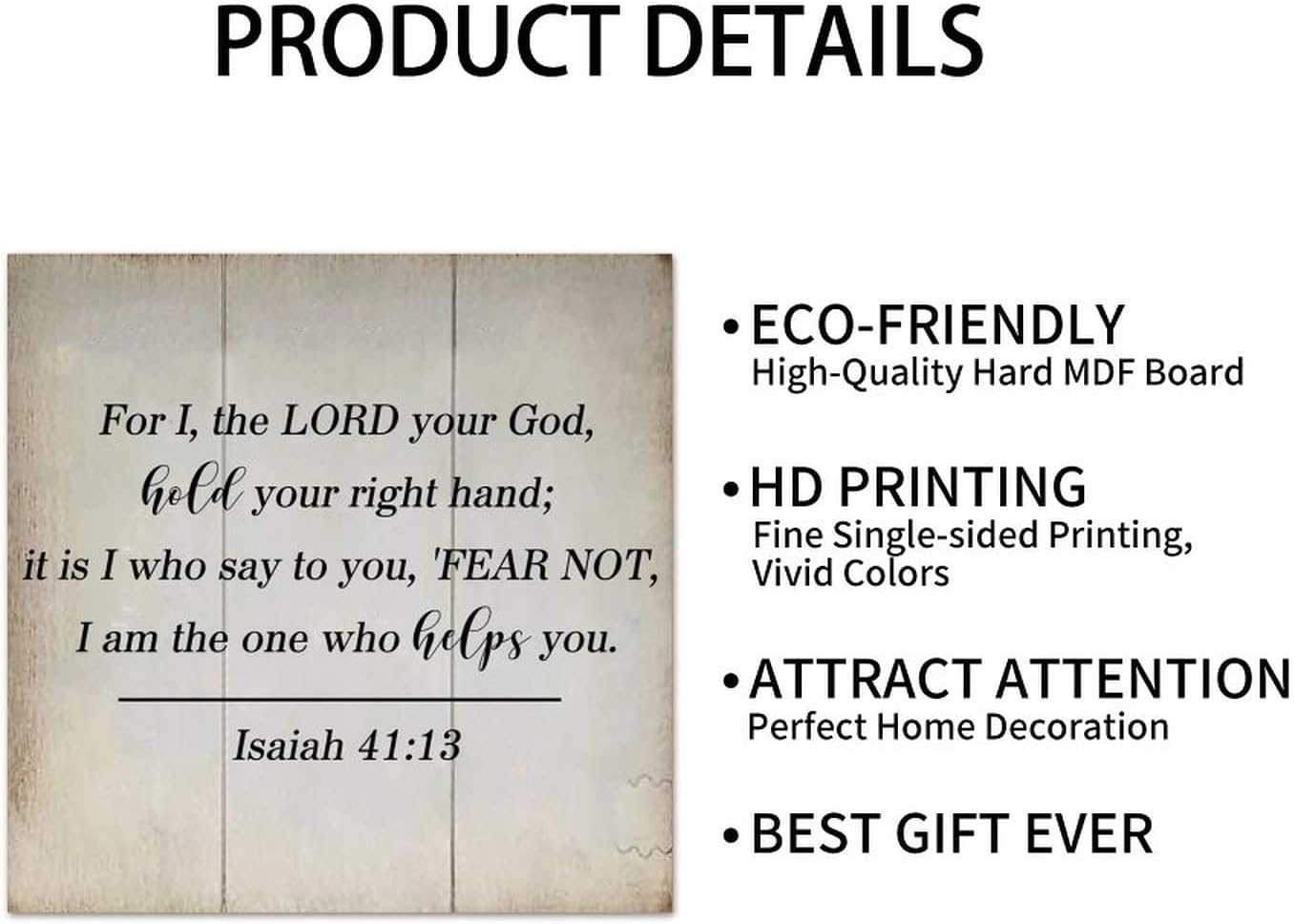 LITTLEGROVE SEEDS Vintage Bible Verse Wood Sign For I the LORD Your God Isaiah 41:13 Sign Rustic Wall Hanger Farmhouse Wall Art for Home Man Cave Gate Garden Bars Cafes 12x12in