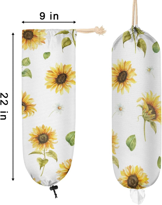 1 Pcs Sunflower Garden Charm Plastic Bag Holder, Waterproof Reusable W