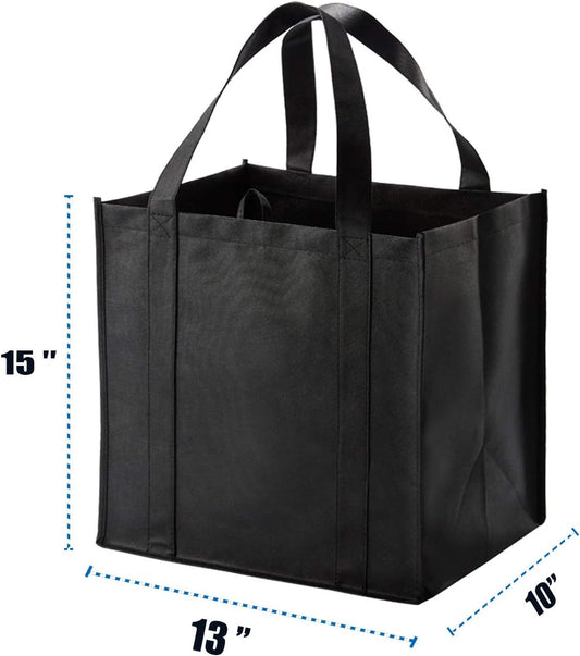 NERUB 10 Pack Reusable Reinforced Handle Grocery Bags - Heavy Duty Lar