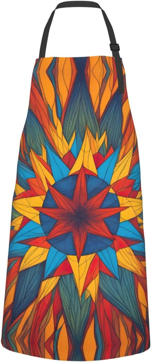 Colorful Star print Waterproof chef's apron with pocket apron for kitchen cooking baking barbecue and gardening