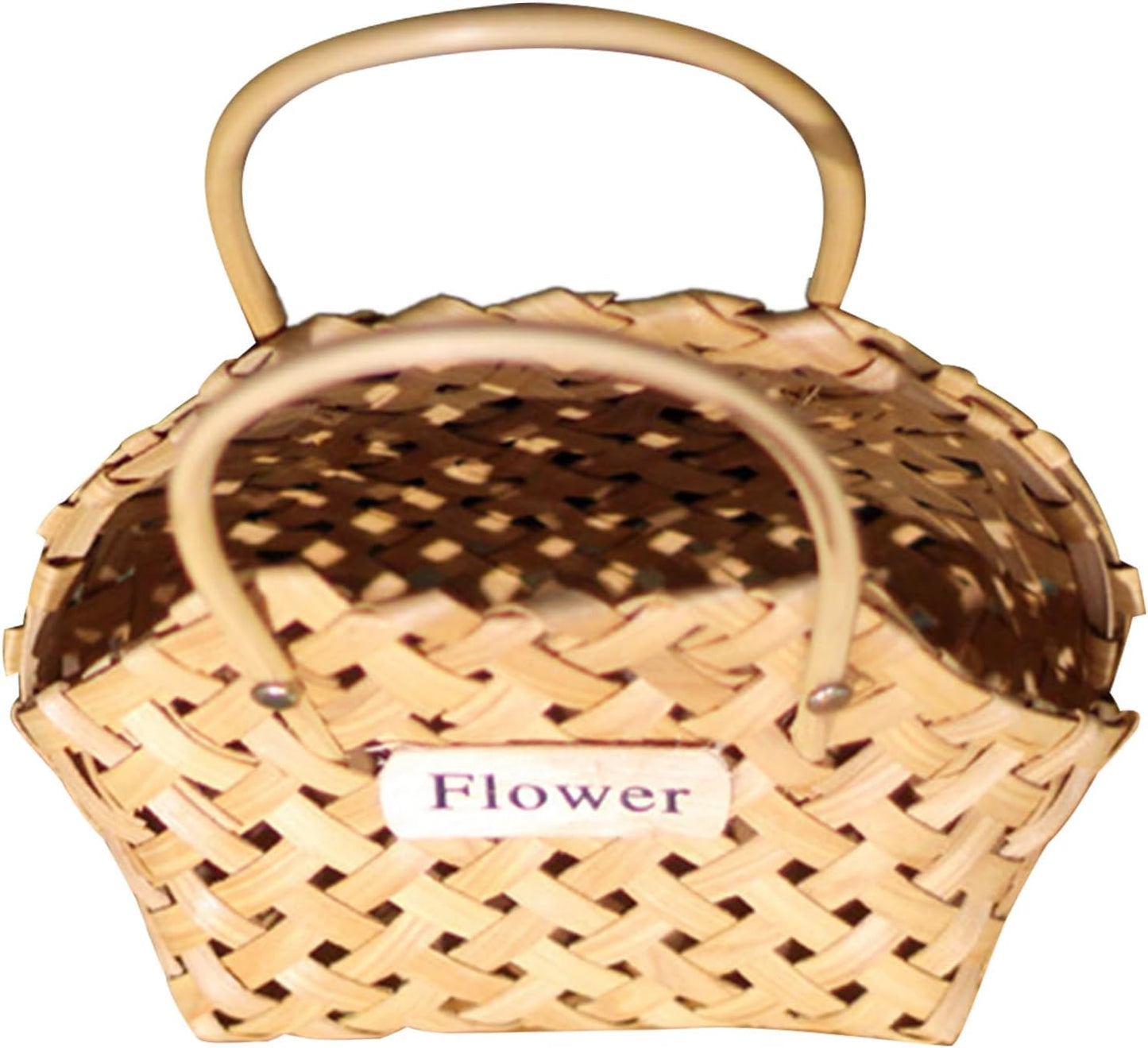 Woven Wood Flower Basket Hand-Held Flower Arrangement Basket Hand-Woven Flower Pot Wedding Flower Girl Baskets for Home