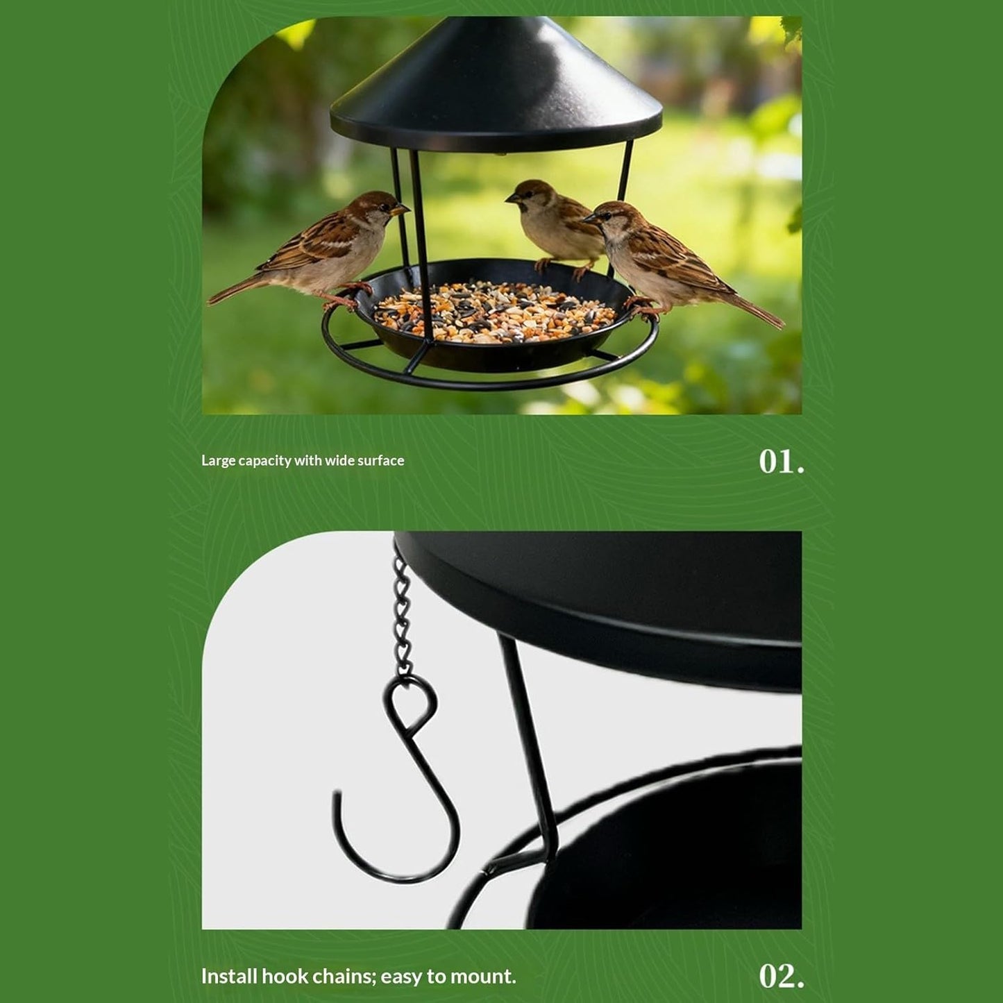 Easy Installation Iron Hanging Bird Feeder with Ornamental Circles for Garden Decoration Weatherproof Large Capacity Bird Feeder