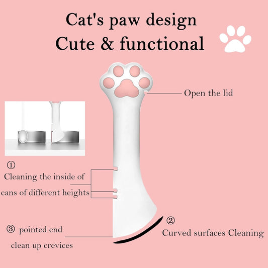 3 Pcs Pet Food Can Lids & One Can Spoon | Cute Paw Shape Opener Spatul