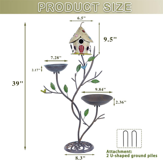 39" H Cast Iron Pedestal Bird Bath, Bird Baths for Outdoors with Metal