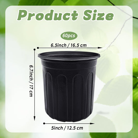 60 Pcs 1 Gallon Plant Nursery Pots,Plastic Seed Starter Pot with Drain