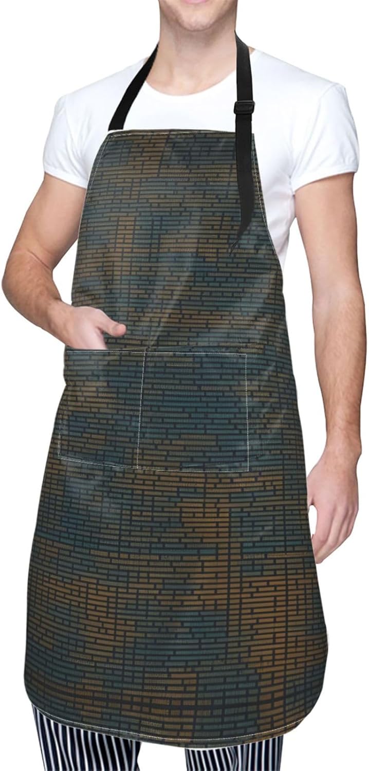 Programming Code 1 print Waterproof chef's apron with pocket apron for kitchen cooking baking barbecue and gardening