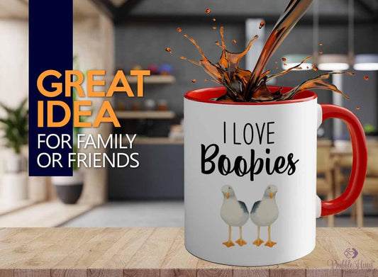 Bird Lover Two Tone Red Edition 11oz - Love Boobies - Hummingbird Nest Cage Parrot Dad Gardening Outdoor Birdwatcher Feeder
