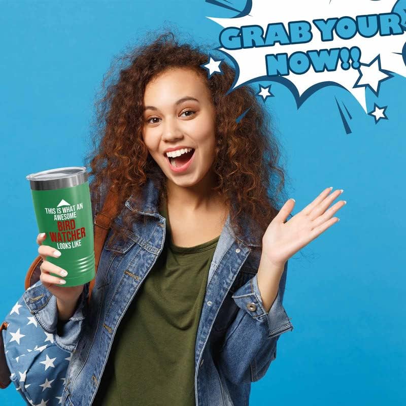 Bird Lover Green Edition Viking Tumbler 20oz - Awsome Bird Watcher Looks Like - Hummingbird Nest Cage Parrot Dad Gardening Outdoor Birdwatcher Feeder