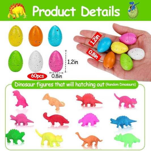 60PCS Small Hatching Dinosaur Eggs for Dinosaur Birthday Party Favors