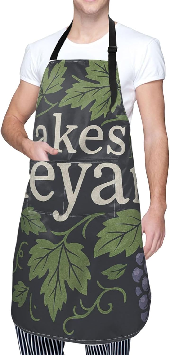 YANYU Lakes Vineyard Print 28x33 In Kitchen Apron Stylish Chef Apron with Pockets for Cooking Baking Painting