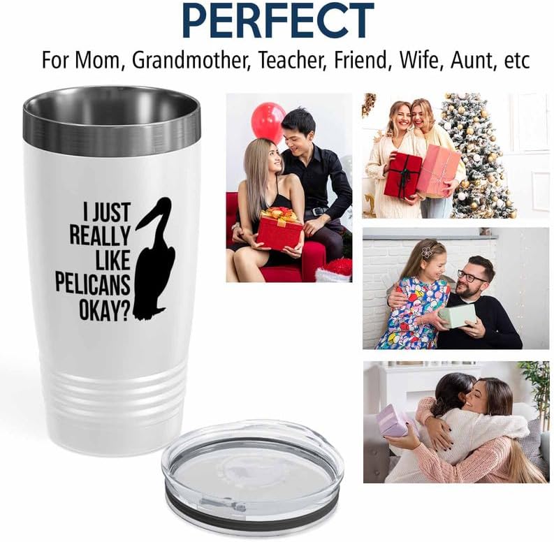 Birding White Edition Viking Tumbler 20oz - Really like Pelicans - Bird Feeder Backyard Birdwatcher Gifts Birding Bird Lover