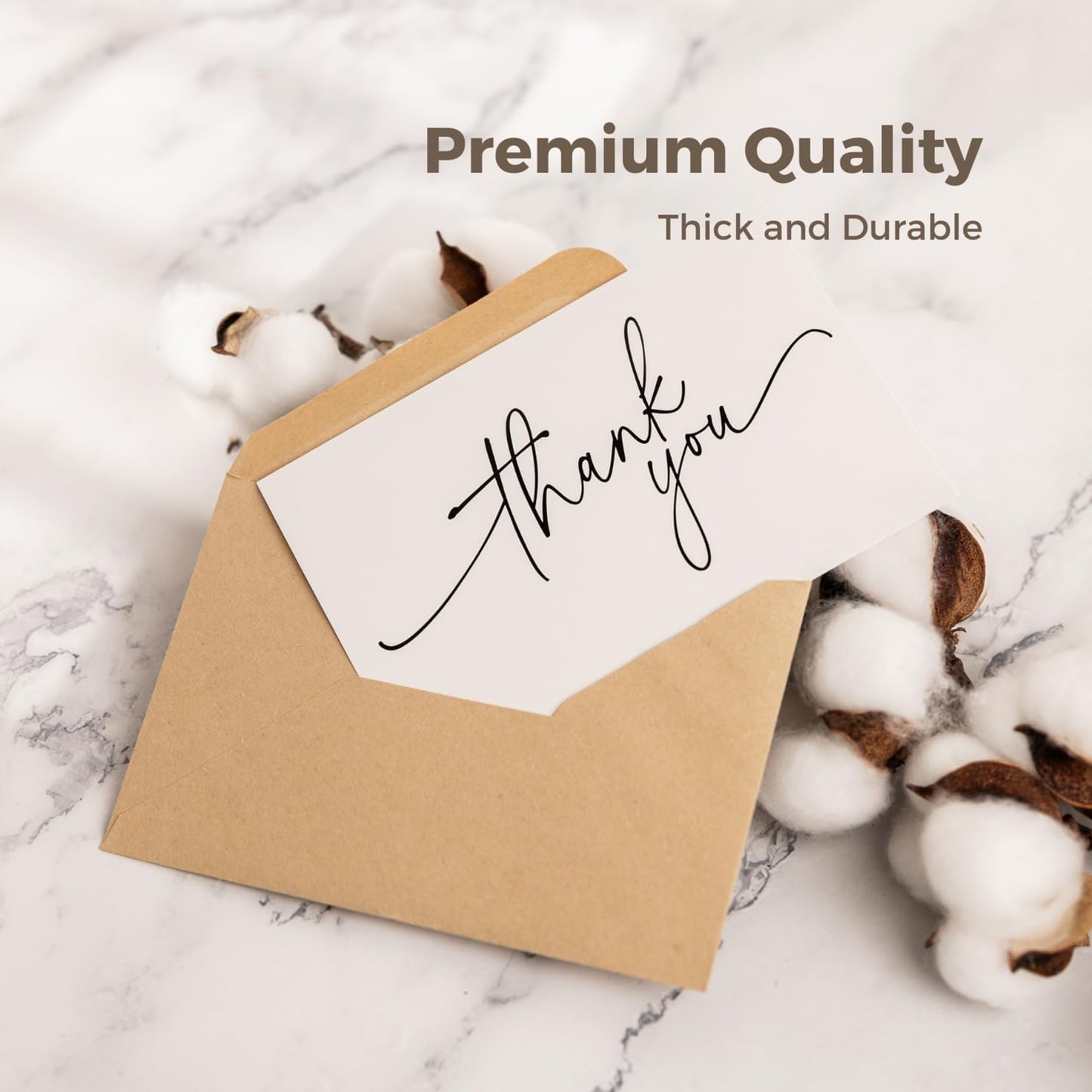 52-pack Thank You Cards Bulk with Kraft Envelopes & Matching Stickers, 3.5x5 Inches, Minimalist Design | Perfect for Business, Weddings, Baby & Bridal Showers, Graduations & Funerals.