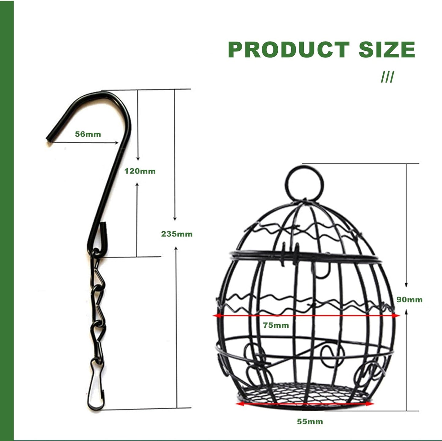 Chchmu Bird Feeders for Outdoors, 2 Pcs Metal Birdcage Shaped Bird See