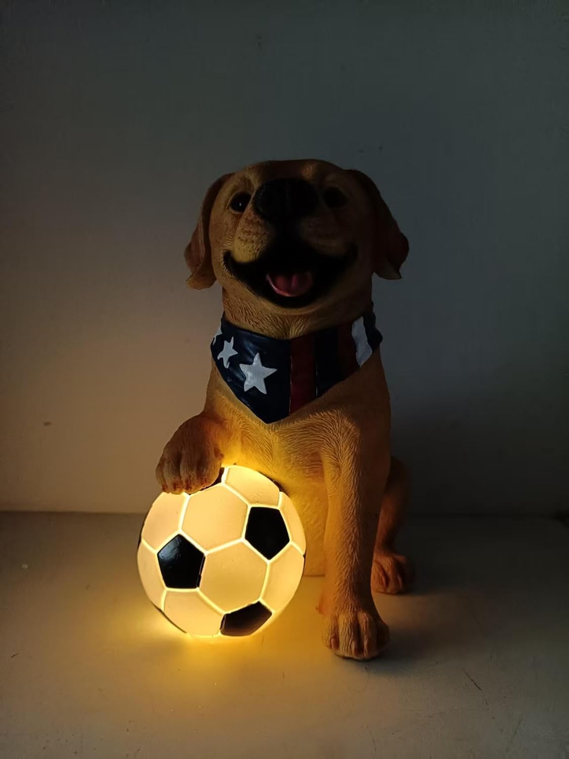 ILLUMINEW Solar Outdoor Garden Statues Lights, Garden Sculpture Decor Mother Gifts for Women, Men or Daughter, Unique Housewarming Gifts and Yard Decoration (World Cup Dog Statue)