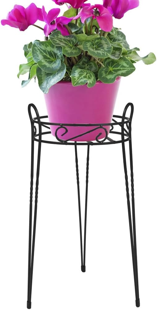 Canterbury 21-Inch Black Scroll Top Plant Stand SCBPS1021-B
