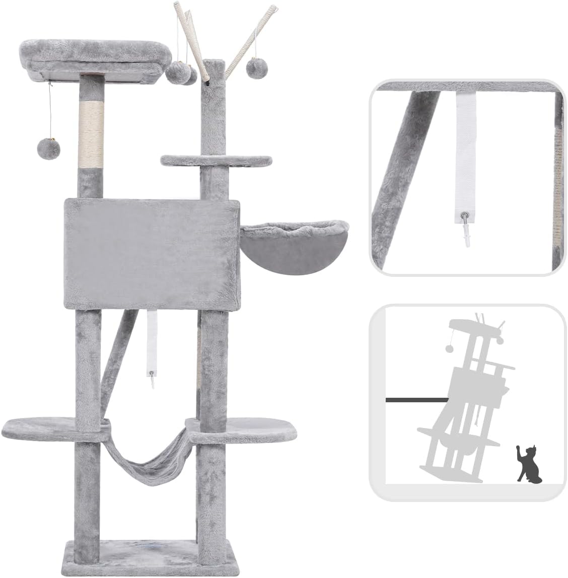 Hey-brother Cat Tree, 53 inch Cat Tower for Indoor Cats, Cat House wit