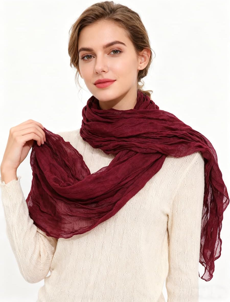 3 Packs Cotton Hemp Shawl Wrap Long Head Neck Scarf for Women and Men