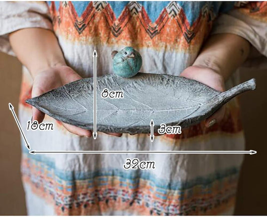 Leaf Decorative Tray Garden Window Bird Feeder Tray Garden Outdoor Patio Rustic Decor,B+32188cm